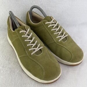 Lands End Shoes Mens 9 Green Suede Lace Up Low Top Casual Comfort Sneakers 22635